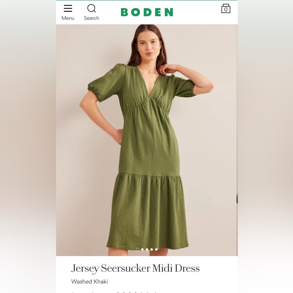 Boden Seersucker Puff Sleeve Midi Dress Size 6 (US) long
